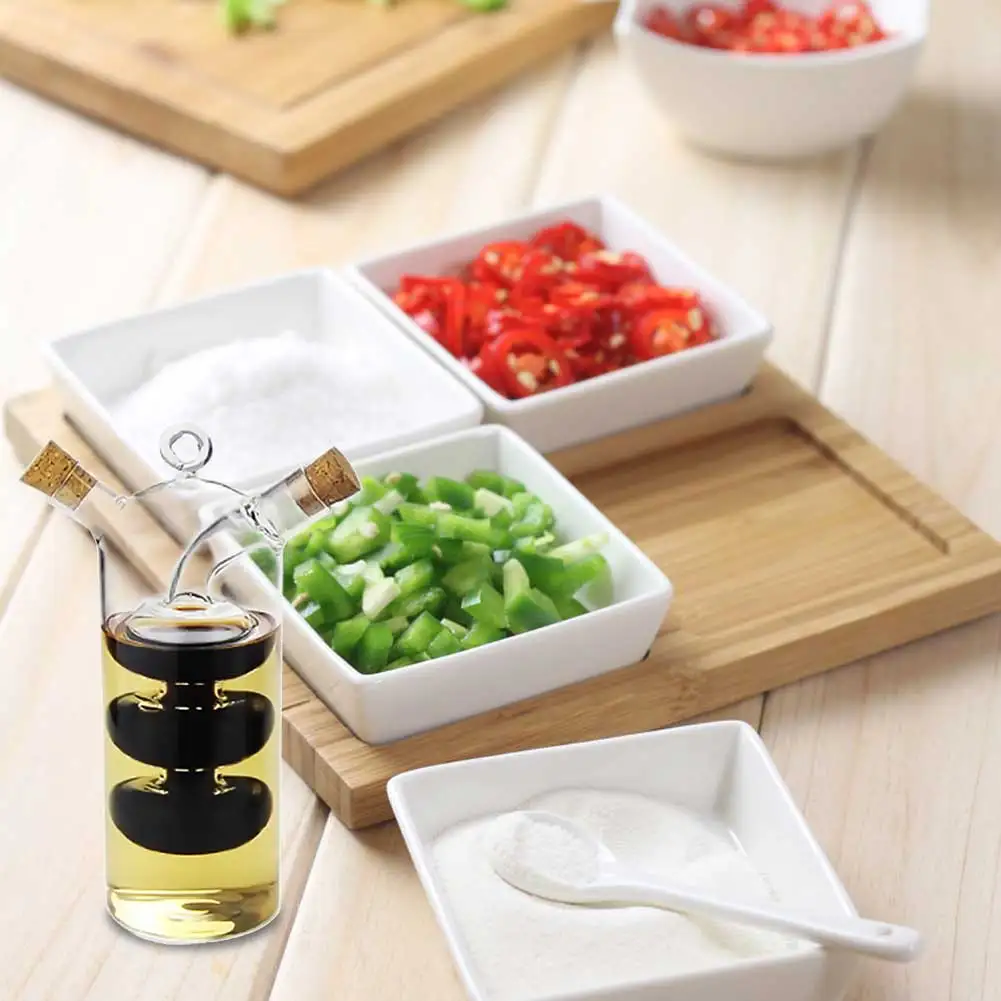 

Vinegar Bottle Double Layer Sauce Innovative Dual Glass Thermal Resistance Oil Dispenser Storage Shock-proof Kitchen Jars 2021