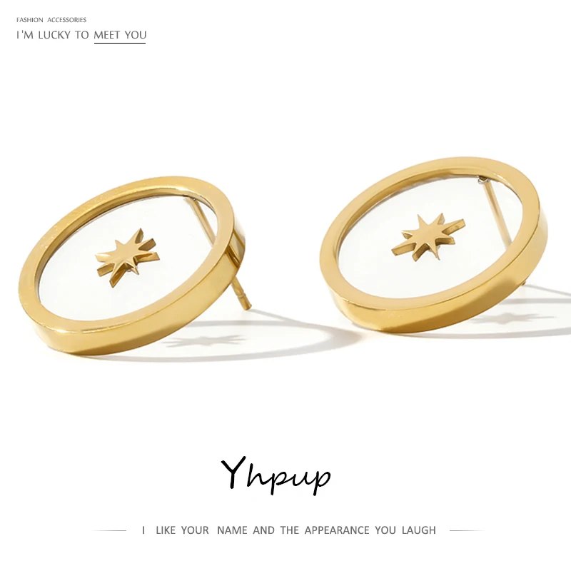 Серьги-гвоздики Yhpup из нержавеющей стали женские простые круглые геометрические