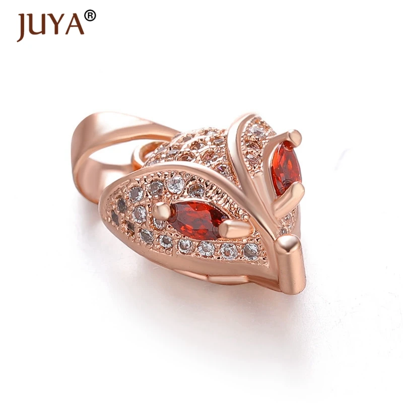 rose gold Juya Горячая Мода Подвески для изготовления ювелирных изделий милая Черепаха/медведь/Слон/лиса Животные Подвески модные подвески в виде сердечка с цветком - Окраска металла: rose gold
