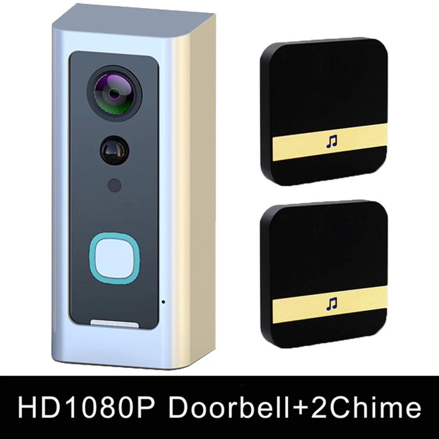 V1P-S-2in Cdycam, новинка, HD 1080 P, Wifi, водонепроницаемый, видео дверной звонок, беспроводной, для дома, батареи, камера, двусторонняя, аудио, разговор, ночное видение, PIR, умная дверь - Цвет: V1P-S-2in