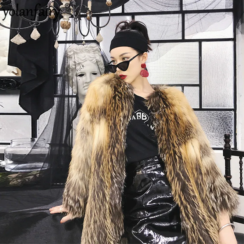 Женское пальто из натурального Лисьего меха зимнее женская корейская мода для