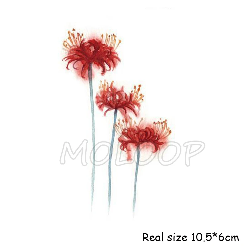 Временные тату-наклейки красные с изображением паука змеи лилии маленький