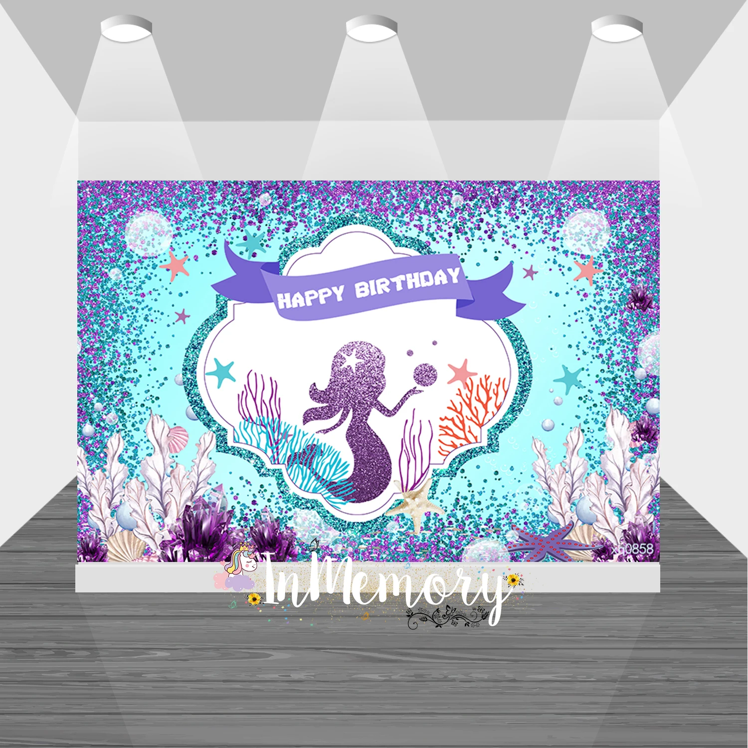 

Фон для фотосъемки с изображением русалки для детской вечеринки в честь Дня Рождения