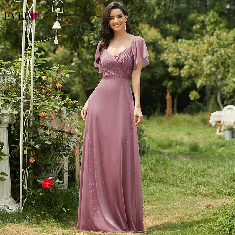 Бордовые вечерние платья Ever Pretty EP00564BD новые модные длинные трапециевидной формы