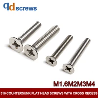 316 m1 6m2m3m4 countersunk flat head screws with cross recess cross countersunk phillips flat head screw gb819 din96 iso 7046
