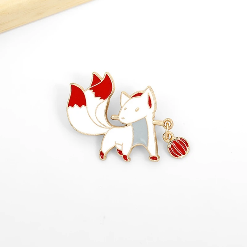 Креативная брошь в виде мультяшного животного Милая Красная Лиса новогодний