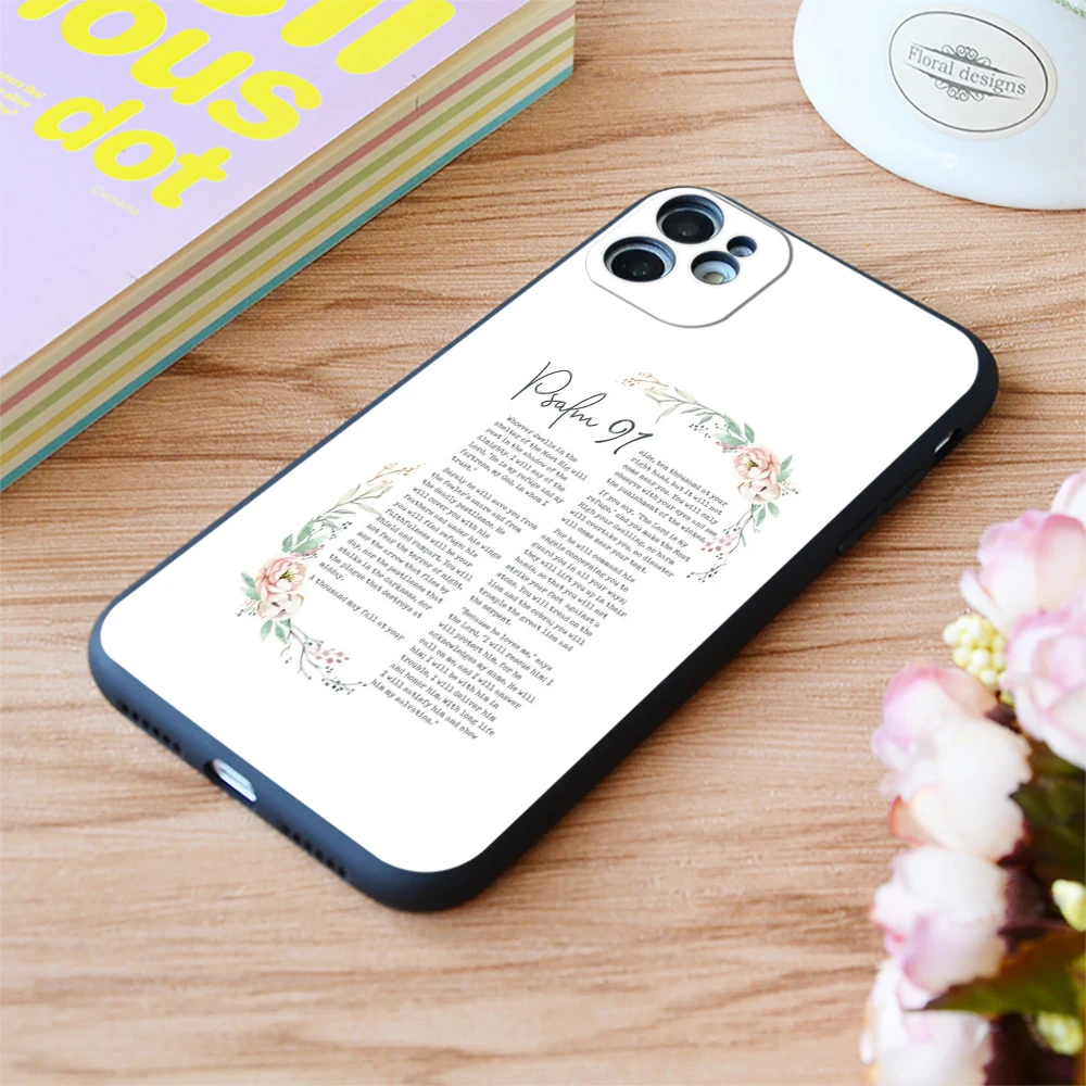 Для iPhone Псалом 91 вдохновляющая Библия Цитата Печать Мягкий матовый Apple чехол 6 7 8 11