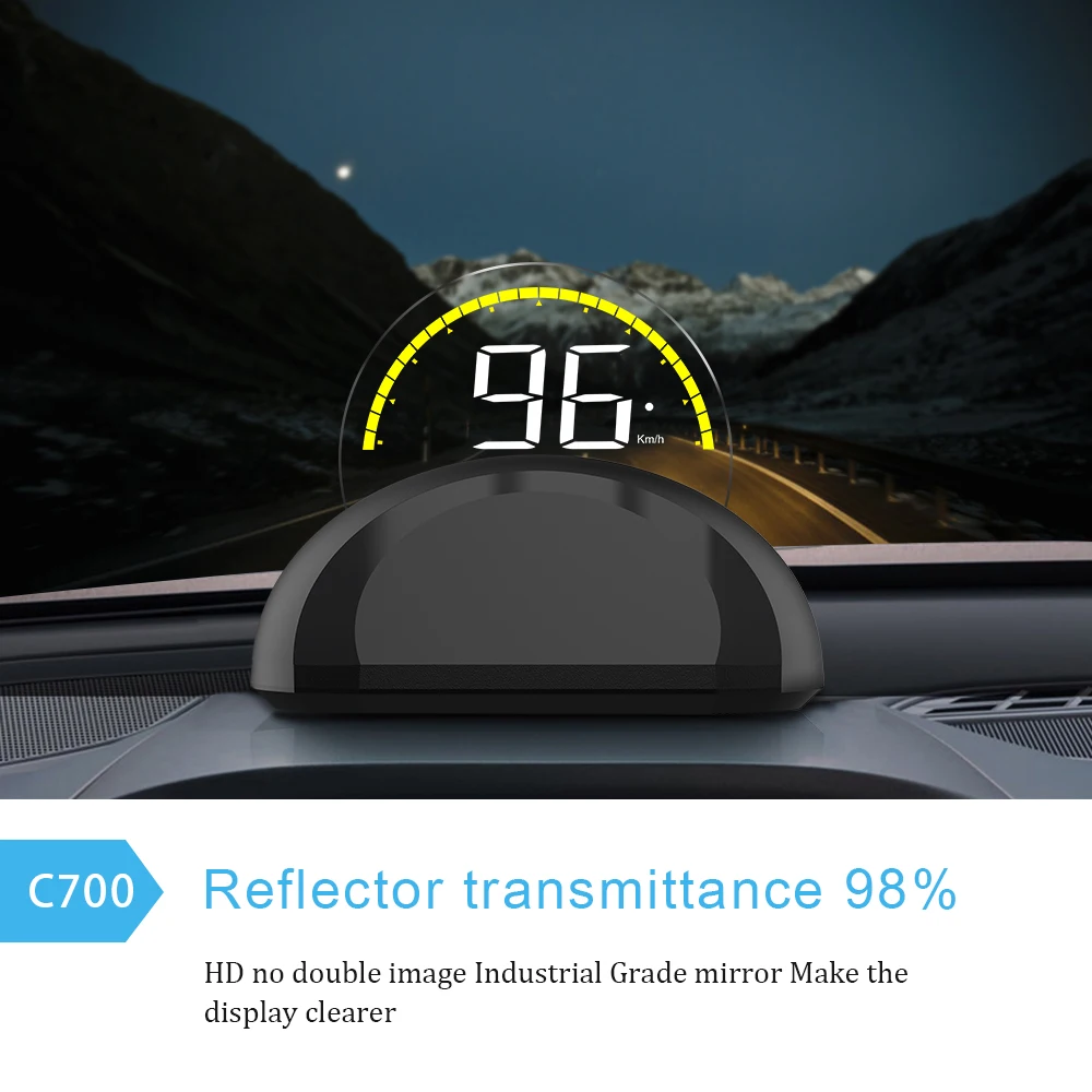 2019 Новейший автомобильный HUD Дисплей с регулируемой головкой C700 OBD2 BBD II Спидометр
