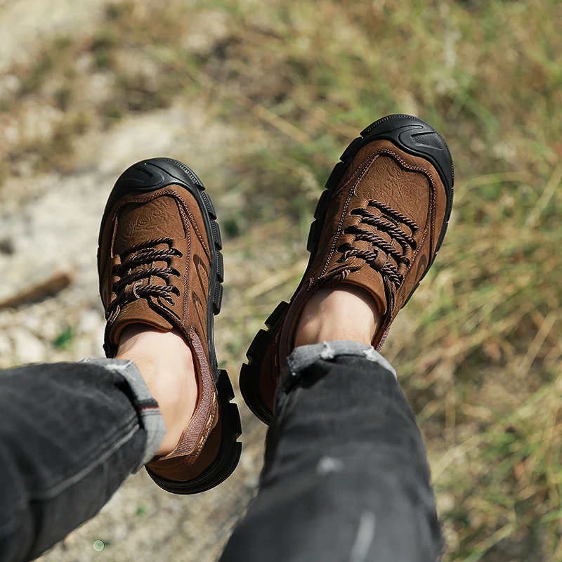 Новинка Мужские треккинговые ботинки кожаные кроссовки для альпинизма