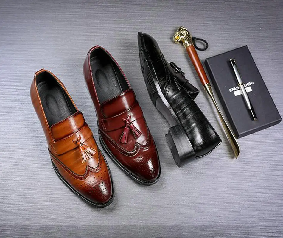 Мужские повседневные туфли дышащие кожаные лоферы офисная обувь для мужчин