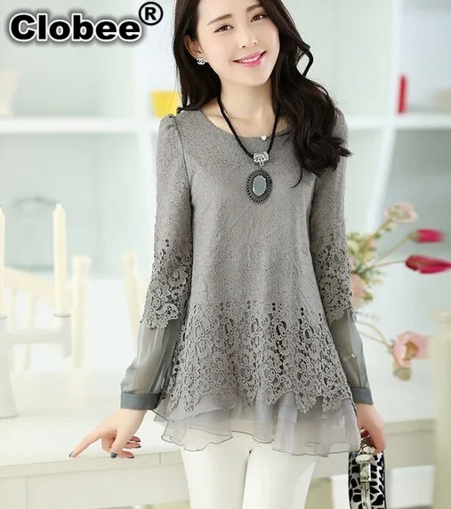 Женская винтажная блузка с длинным рукавом кружевная рюшами черного или белого