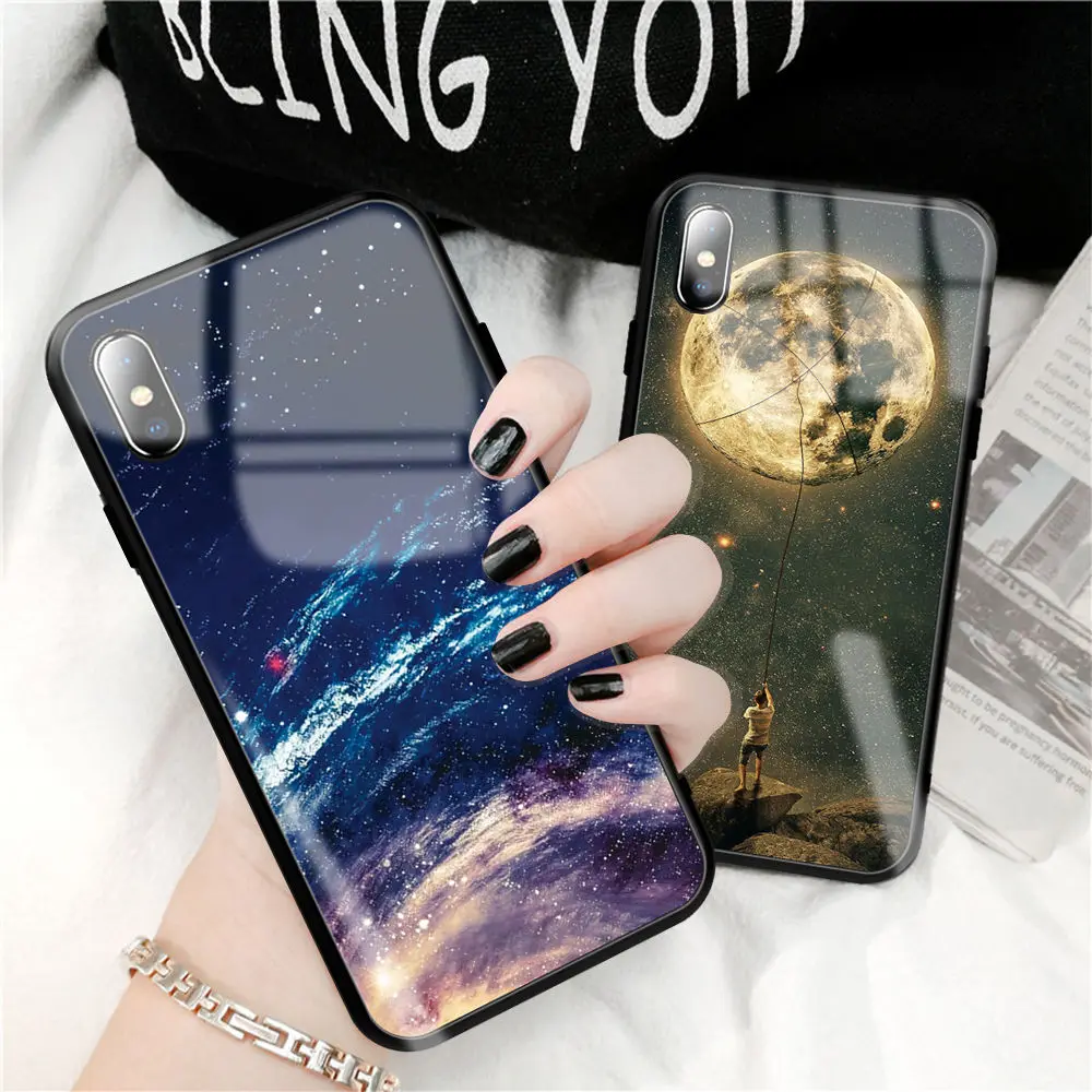 Чехол для телефона из закаленного стекла с сердечком для iPhone XR XS X XS Max 7 8 6 6S Plus, прозрачная ультратонкая защитная задняя крышка