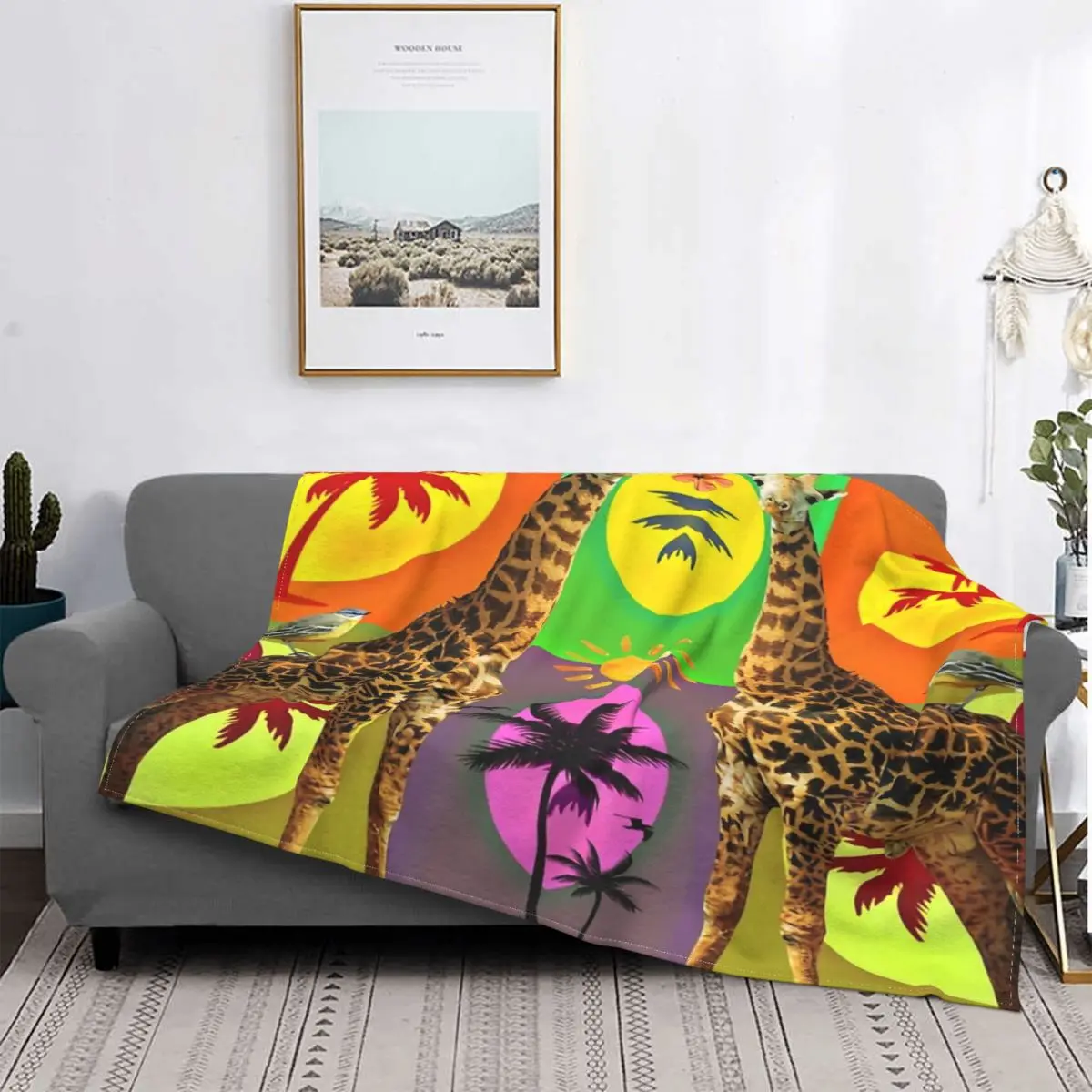 

Manta de jirafa Tropical, colcha a cuadros para cama, sofá, cubierta de playa, manta doble, colcha, 220x240