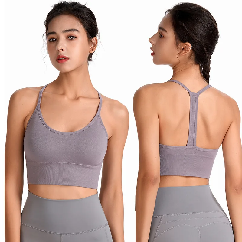 

Ji Deng Women's Y Racer Back Padded Sports Bra Fitness Workout Longline Yoga Bra Tops