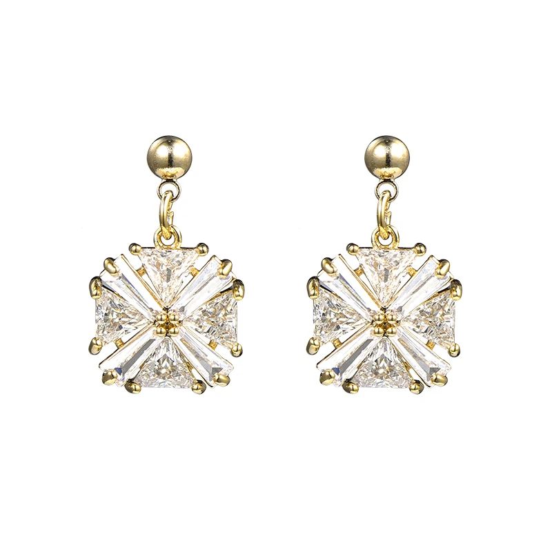 

Classic Luxury Zircon Square Women Dangle Earrings Shiny Crystal Geometric Earrings Female Fashion Earrings For Women Statement