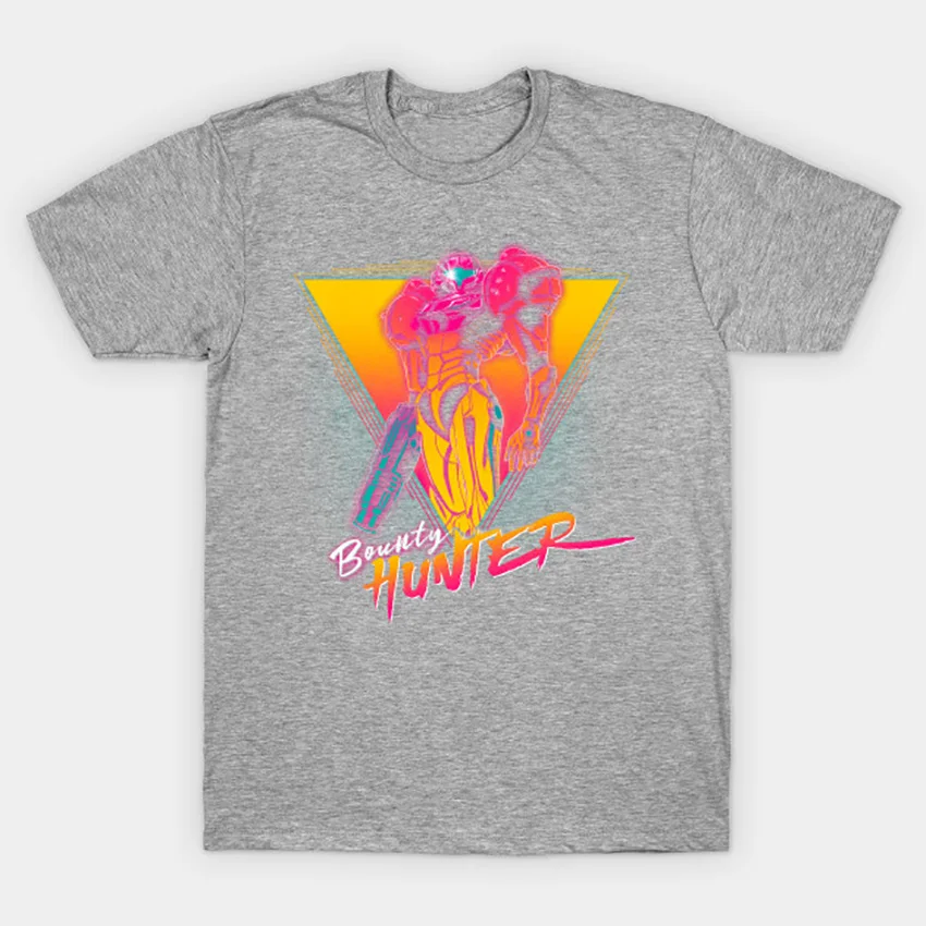 Космический охотник за головами футболка Metroid футболка игровая samus aran samus видеоигры 80s neon Ретро synthwave metroid