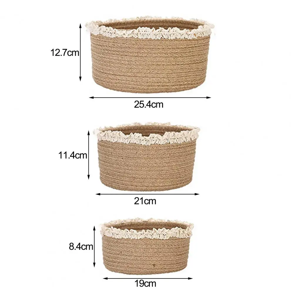 

3Pcs/Set Handmade Snacks Basket Skidproof Versatile Large Capacity Snacks Basket for Garden Home Organizer Storage