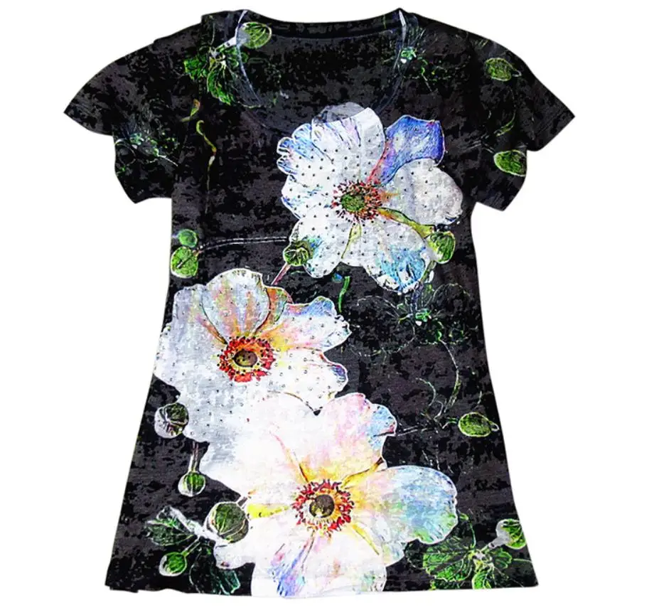 Модная популярная футболка с двойным принтом розы Новое поступление женская