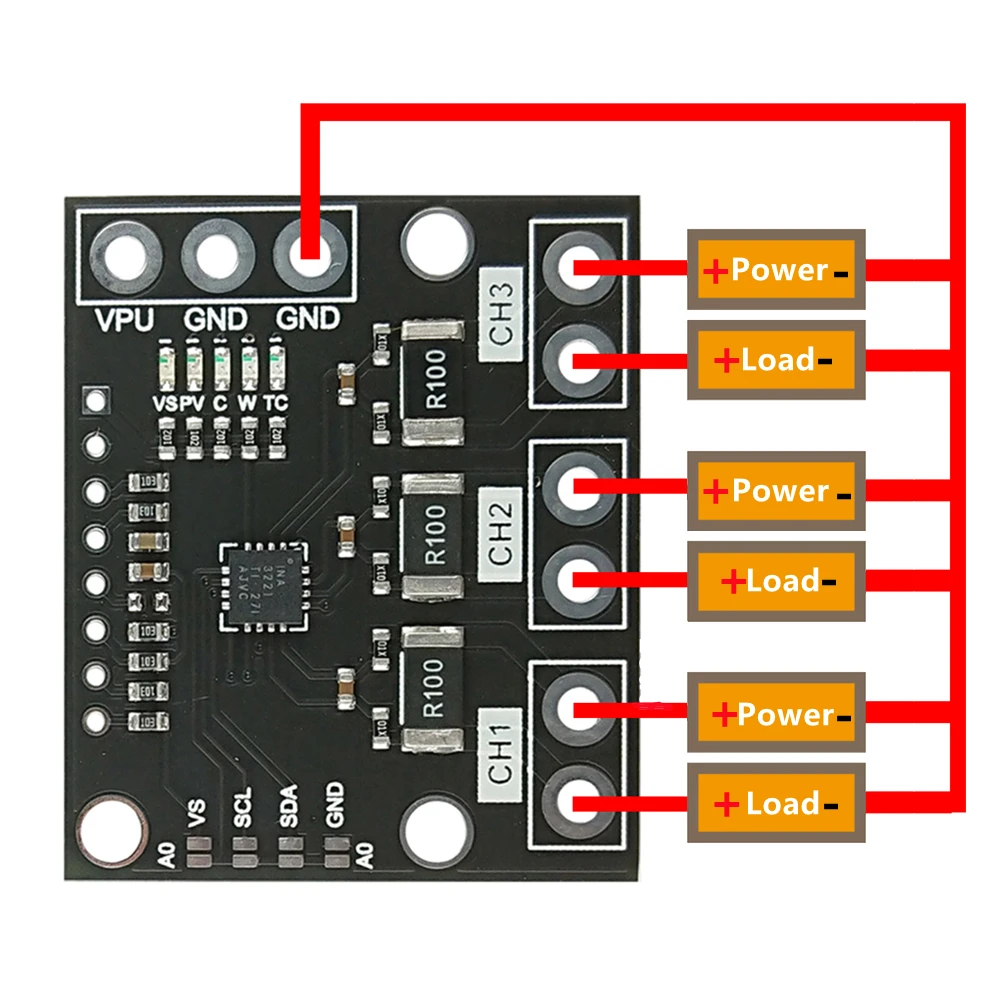 I2C SMBUS INA3221 трехканальный шунт тока питания монитор напряжения сенсорного модуля