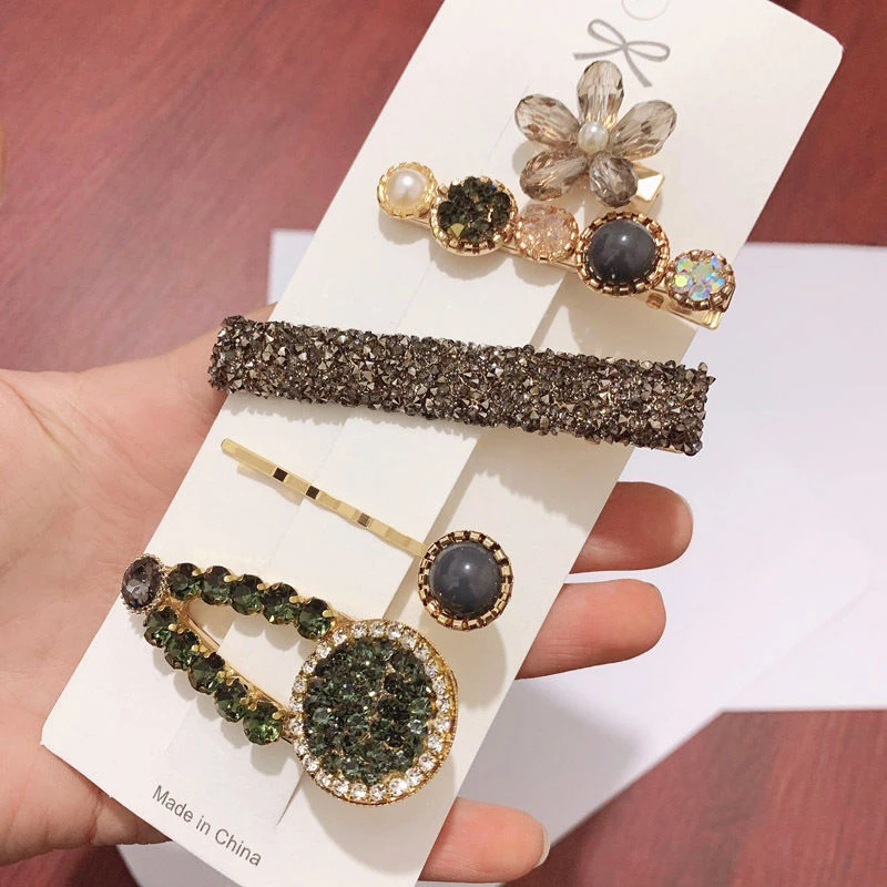 

5/6pcs Geometric Hair Clip Set Korean Fashion Shiny Retro Hairpin Girls Simulated Pearl Hair Clip Elegant Hair Accessories