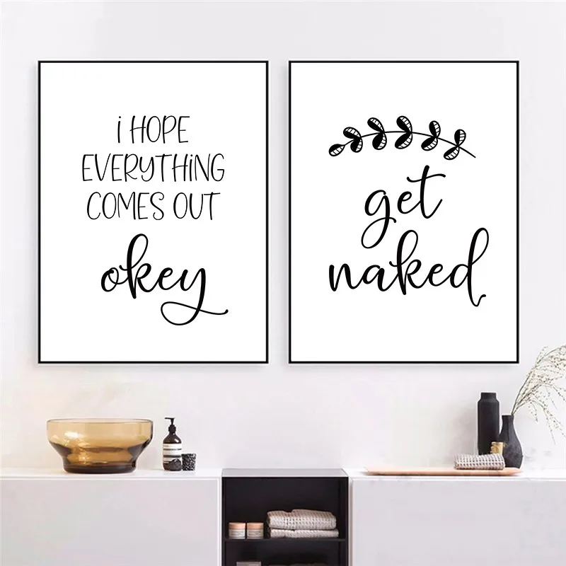 Забавный знак для ванной Картина на холсте печать и постеры Обнаженная