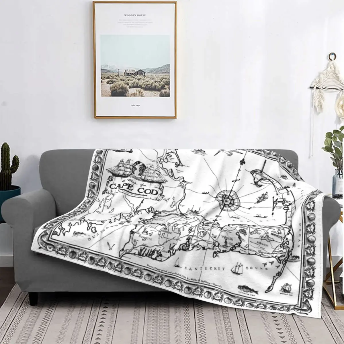 

Vintage Map Of Cape Cod Bw Blanket Bedspread Bed Plaid Blankets Muslin Plaid Muslin Blanket Blankets For Beds
