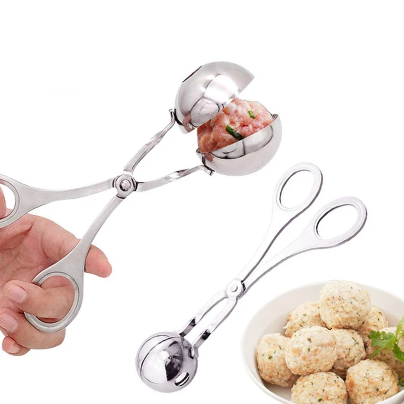 

Stainless Steel Meat Baller 2 PCS None-Stick Meatball Maker Meatball Scoop Ball Maker Ice Cream Stencil Household Ship