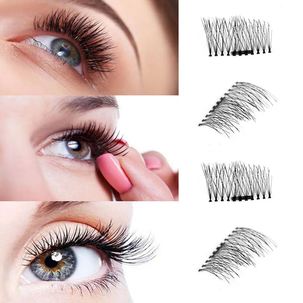 

Wholesale 1 Pair 4Pcs Magnetic 3D Eyelashes Reusable False Magnet Eye Lashes Long Natural Soft Makeup M3