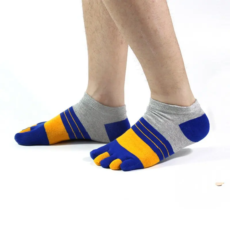 Летние мужские носки хлопковые с пятью пальцами дышащие до щиколотки