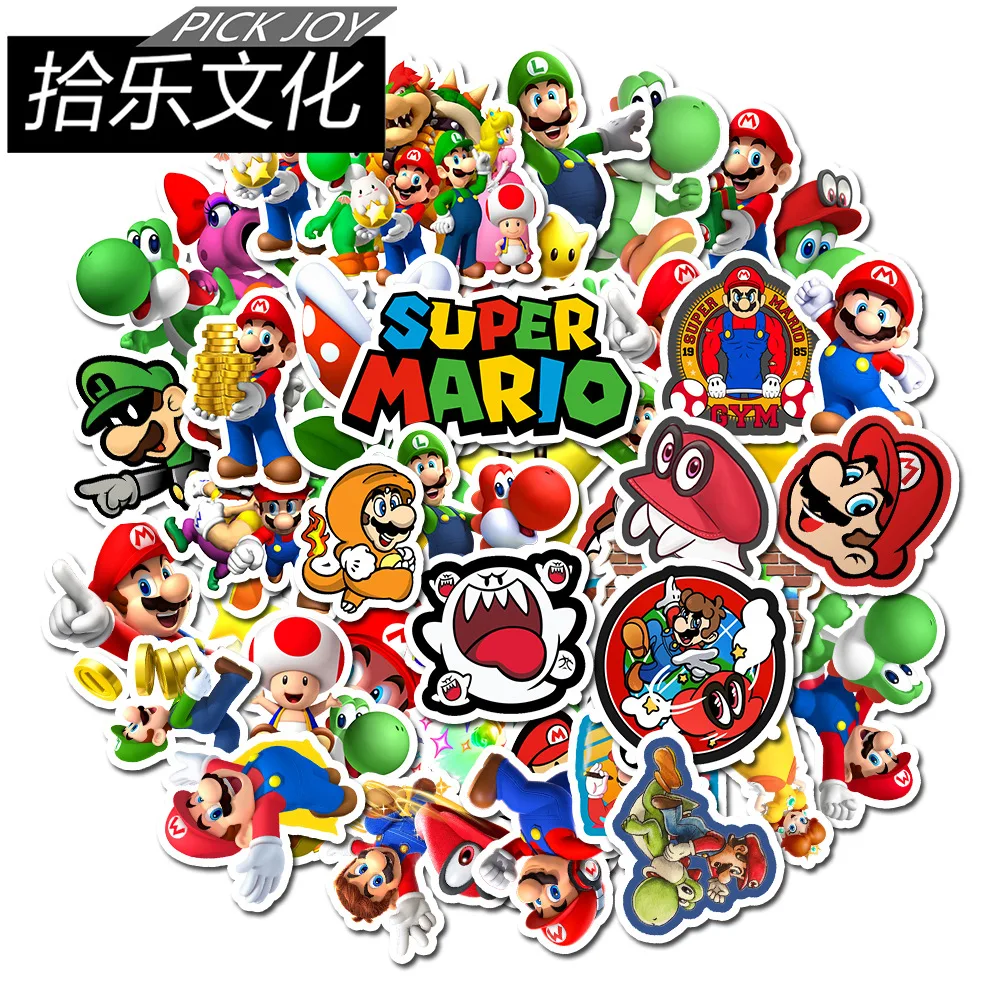 16 упак./лот мультфильм игры Super Mario декоративные ПВХ наклейки самоклеящиеся