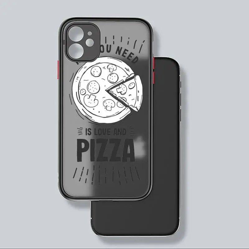 

Pizza word art Phone Case Matte Transparent for iPhone 7 8 11 12 s mini pro X XS XR MAX Plus mobile bags coque cover funda shell