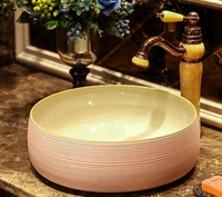 porcelain material colorful bowl shape with golden edge art ceramic bathroom sink