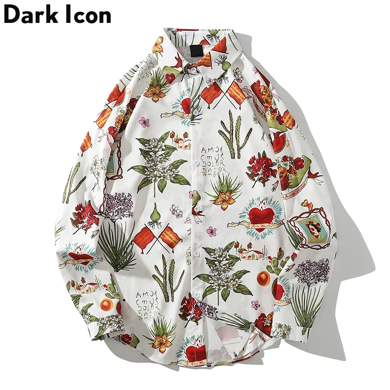 Мужская рубашка с коротким рукавом Dark Icon гавайская в стиле хип-хоп цветочным
