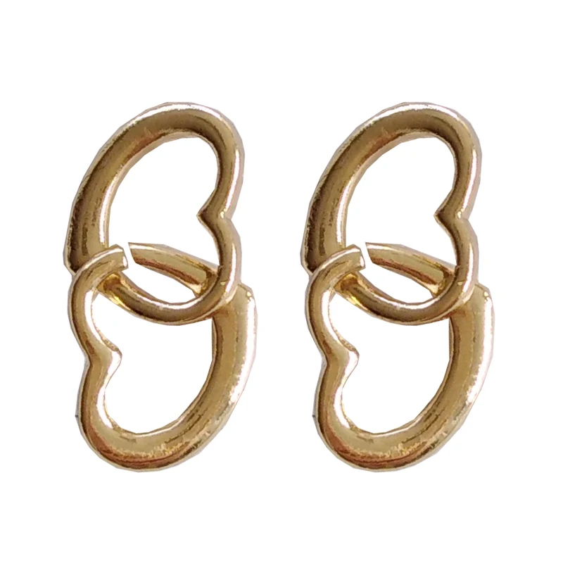 

Fashion Metal Double Heart Stud Earrings birthday gifts Beautiful everyday Girl Elegant Stud Earrings For Women Party Jewelry