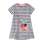 Платье для девочек; Сезон лето; Платье для девочек; Robe Fille Vestido Roupas Infantis Menina; Радужное платье с аппликацией в виде животных; 2020