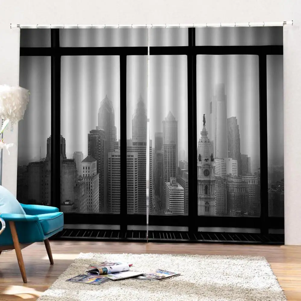 Серые занавески строительные шторы 3D затемняющие для гостиной постельное белье