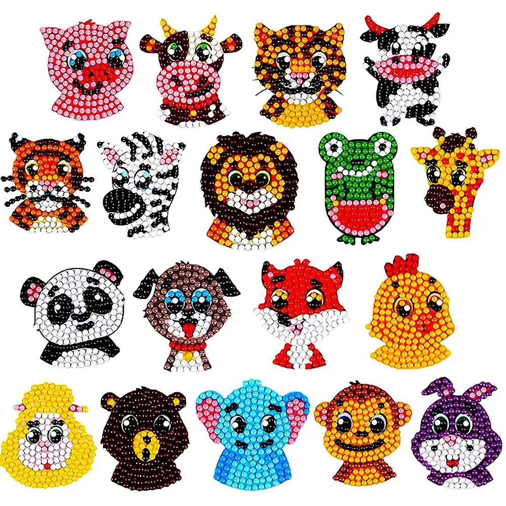 

5D DIY Diamond Painting Stickers Kids 5D DIY Art Craft Cartoon Animal Painting with Diamonds Paint by Numbers for Children