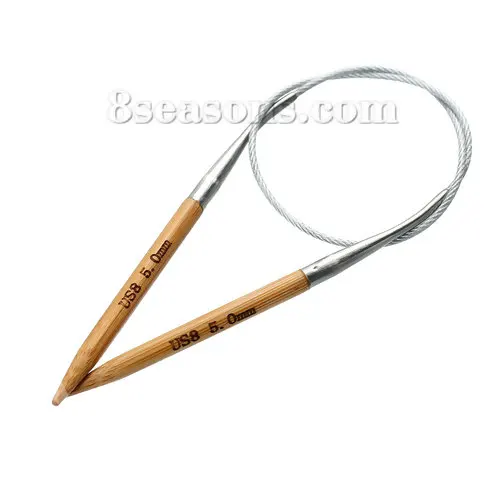 5 мм/3 75mm натуральный бамбук фиксированной круговой Вязание иглы серебро Цвет