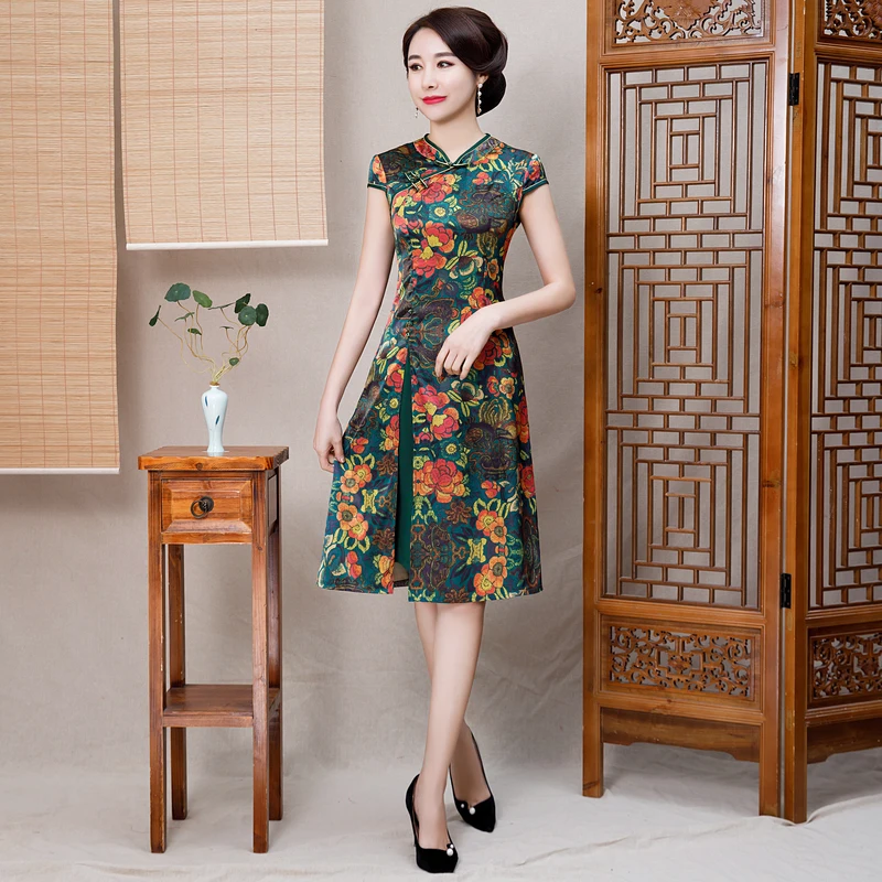 Поступление aodai вьетнамское платье Ципао для женщин традиционная одежда ao dai платья длиной до колен восточное платье для женщин - Цвет: color3