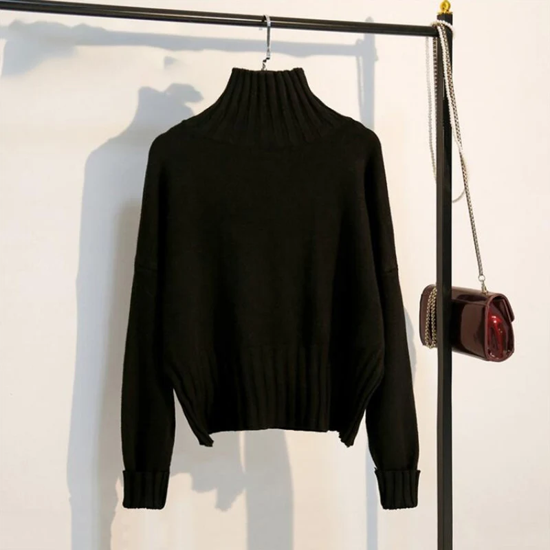TIGENA Thick Warm Turtleneck Sweater Women 2021 Fall Winter Casual Solid Long Sleeve Knitted Pullover Jumper Female Black White | Женская
