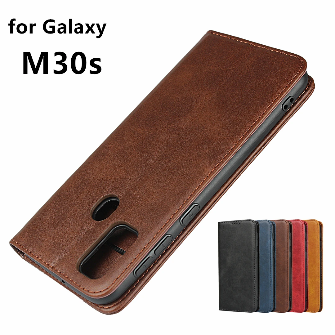 Кожаный чехол для Samsung Galaxy M30s флип держатель карт кобура Магнитный
