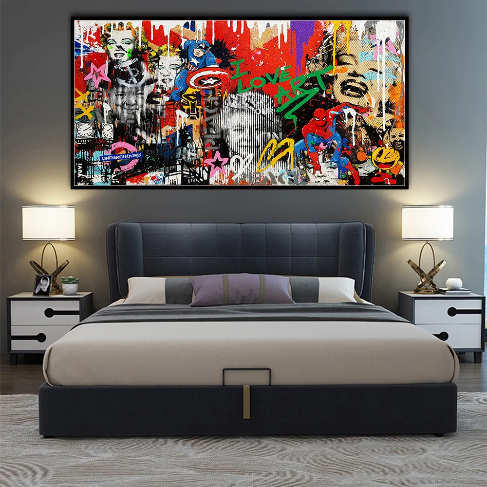 Бэнси граффити холст художественные принты картины настенные постеры Поп
