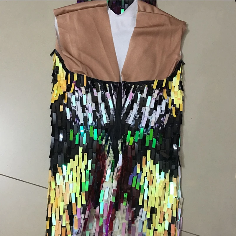 Платье женское стрейчевое без рукавов яркий костюм певицы длинное платье с