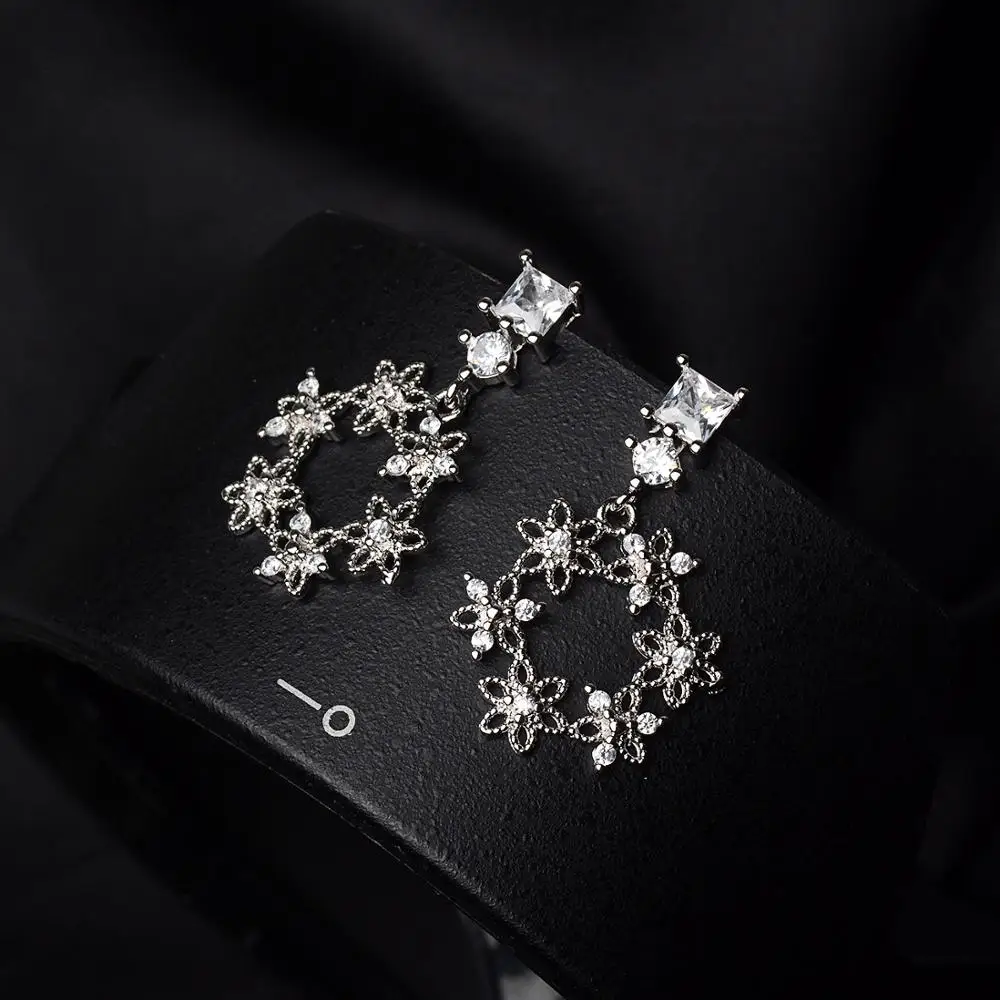 100% серебряные 925 серьги для женщин свадебные аксессуары модные хрустальные