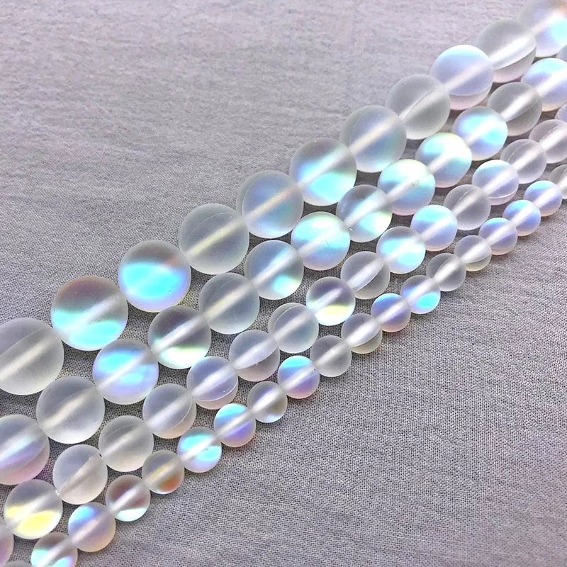 

White Frost Moonstone Gem Matte crystal Round Beads 6 8 10 12MM Fit Diy DIY Chrams Necklace Bracelets For Jewelry Making