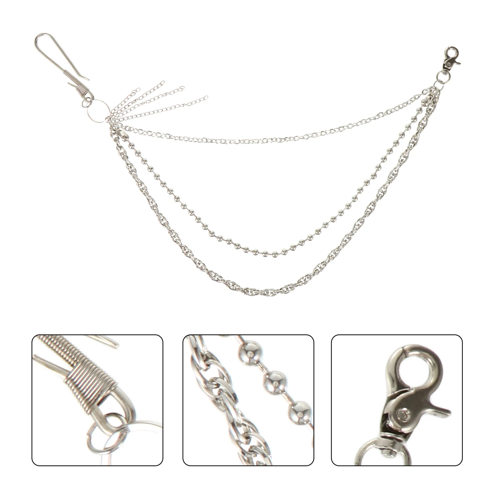 

1Pc Decorative Jeans Chain Hip Hop Pants Chain Chic Three-layer Waist Chain