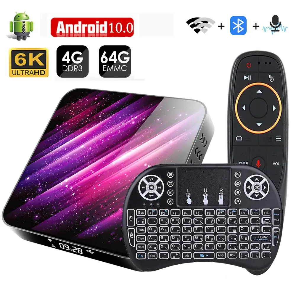 Приставка Смарт ТВ на Android 10 4 + 32/64 ГБ 6K H.265 2 4/5 ГГц|ТВ-приставки и медиаплееры| |