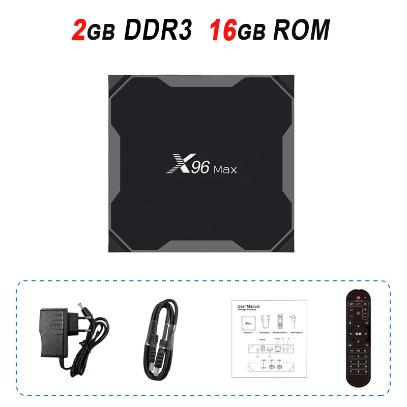 2GB 16GB ТВ-бокс X96Max S905X2 Android 9,0 Smart tv BOX Amlogic четырехъядерный процессор 4 ГБ 32 ГБ 64 Гб 2,4 г 5 ГГц Wifi Bluetooth 1000 м LAN 4K телеприставка - Цвет: 2GB 16GB