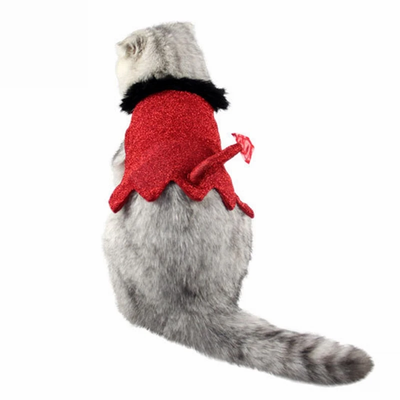 Хэллоуин кошка костюмы для собак красный Плащ Вампира накидка Косплей щенок