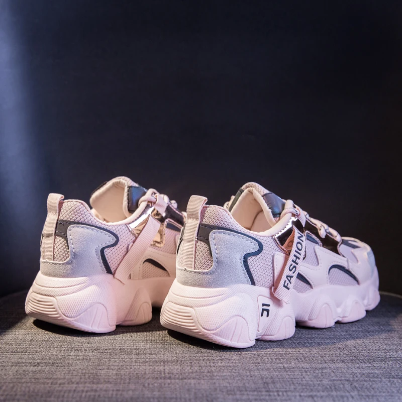 

Fashion Women Thick Bottom Daddy Shoes Female High Quality Soft Reflective Sneakers Leisure Chunky Shoes For Women Zapatos Mujer